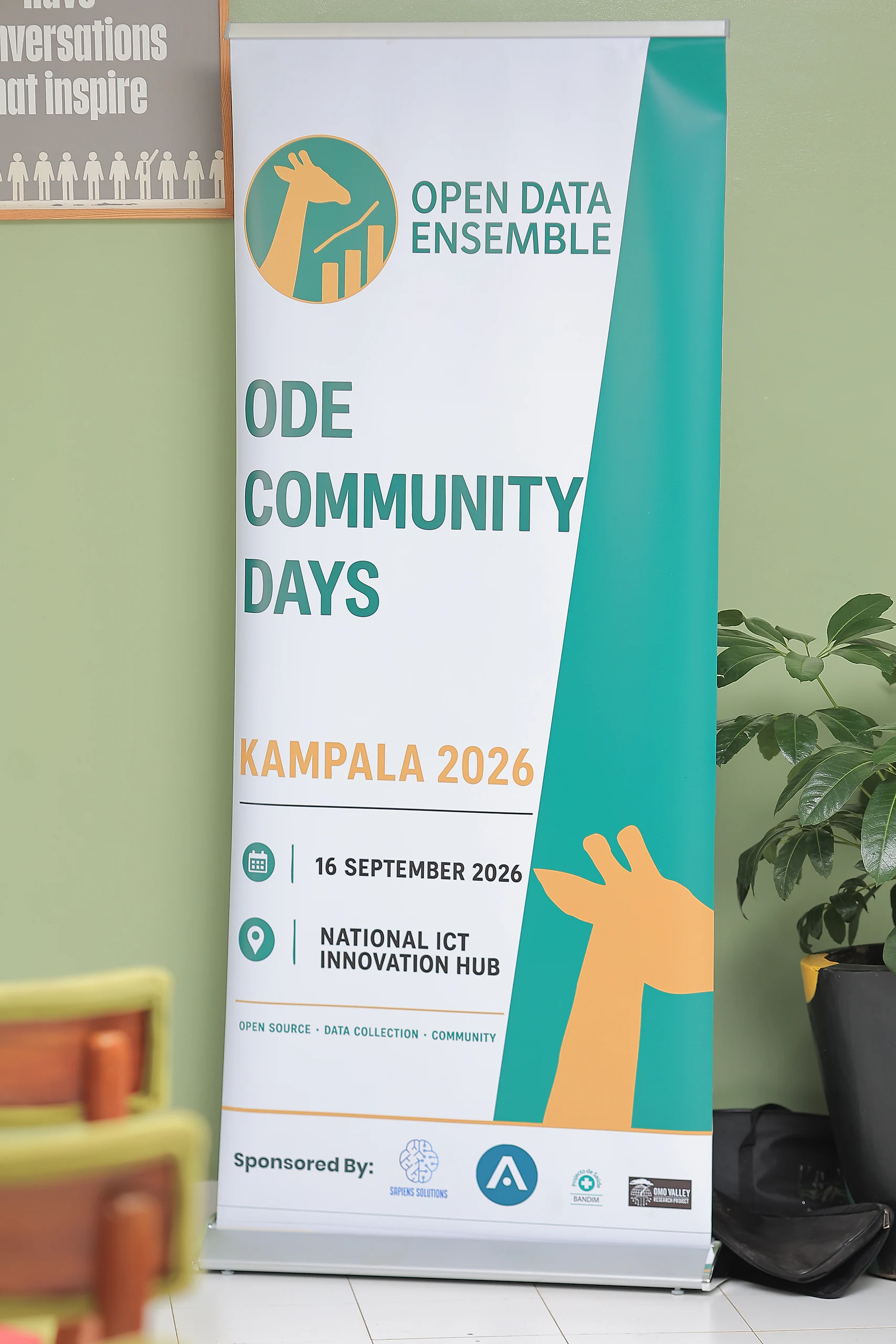 The ODE Community Days roll-up banner: Kampala 2026, 16 September, National ICT Innovation Hub.